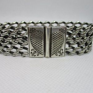 Brighton Silver Heart 1 Inch Wide Mesh Chain Slide Bracelet